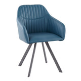 Clubhouse - Pleated Chair - Black Metal And Teal Faux Leather (Set of 2)