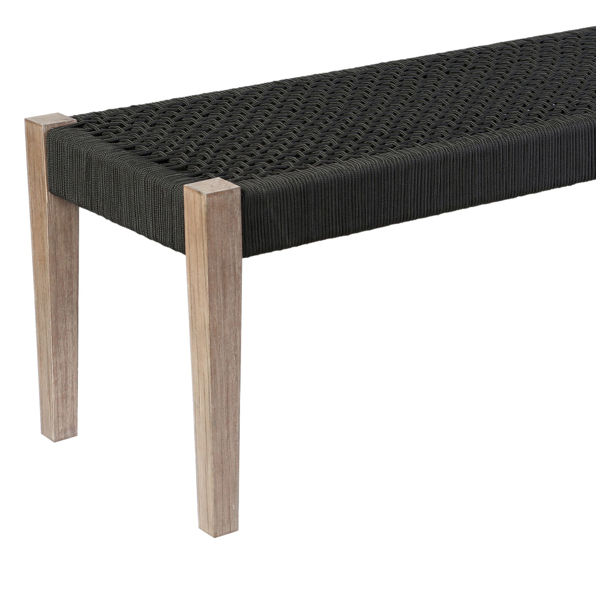Camino - Indoor Outdoor Dining Bench - Eucalyptus Wood And Charcoal Rope