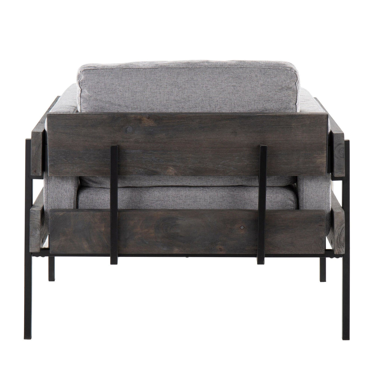 Kari - Farmhouse Accent Chair - Black Metal, Gray Wood