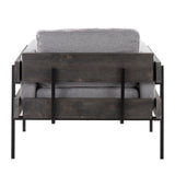 Kari - Farmhouse Accent Chair - Black Metal, Gray Wood