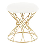 Jasmine - Vanity Stool - Gold Metal And White Plush Fabric - 18"