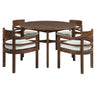 5 Piece Round Patio Table & Cushioned Armrest Chairs, Outdoor Dining Set With Umbrella Hole