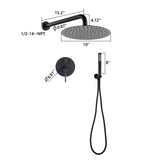 Elegant 10" Round Rain Shower Head And Handheld Set With Adjustable Tilt And Dual Modes