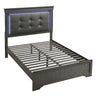 Bed With Square Button Tufting And LED Lights