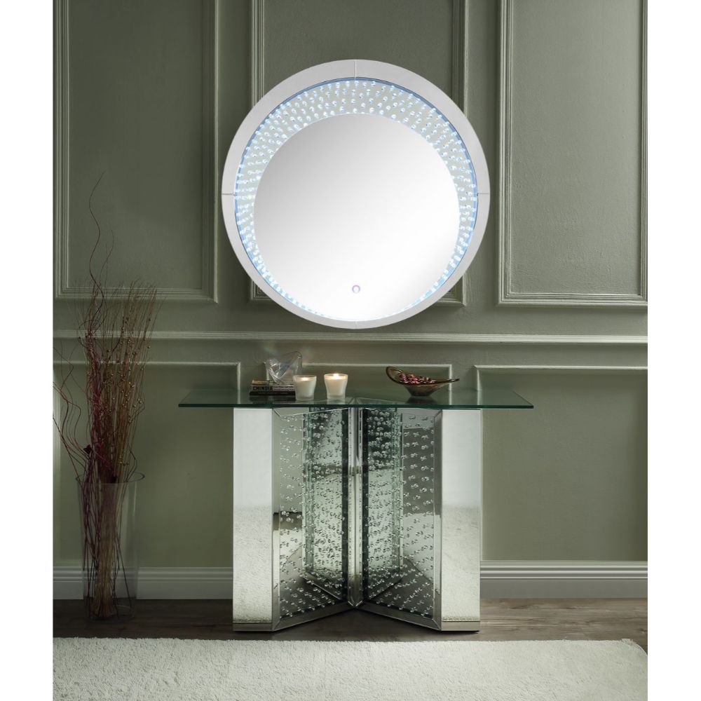 Nysa - 45" X 32" Console Table - Mirrored & Faux Crystals