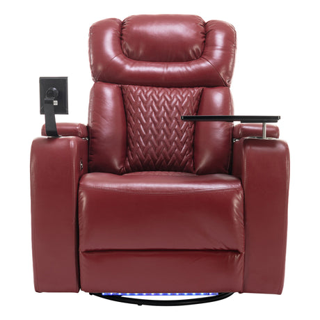 270 Degree Swivel Power Recliner With Tray Table, Phone Holder, Cup Holder, USB Port