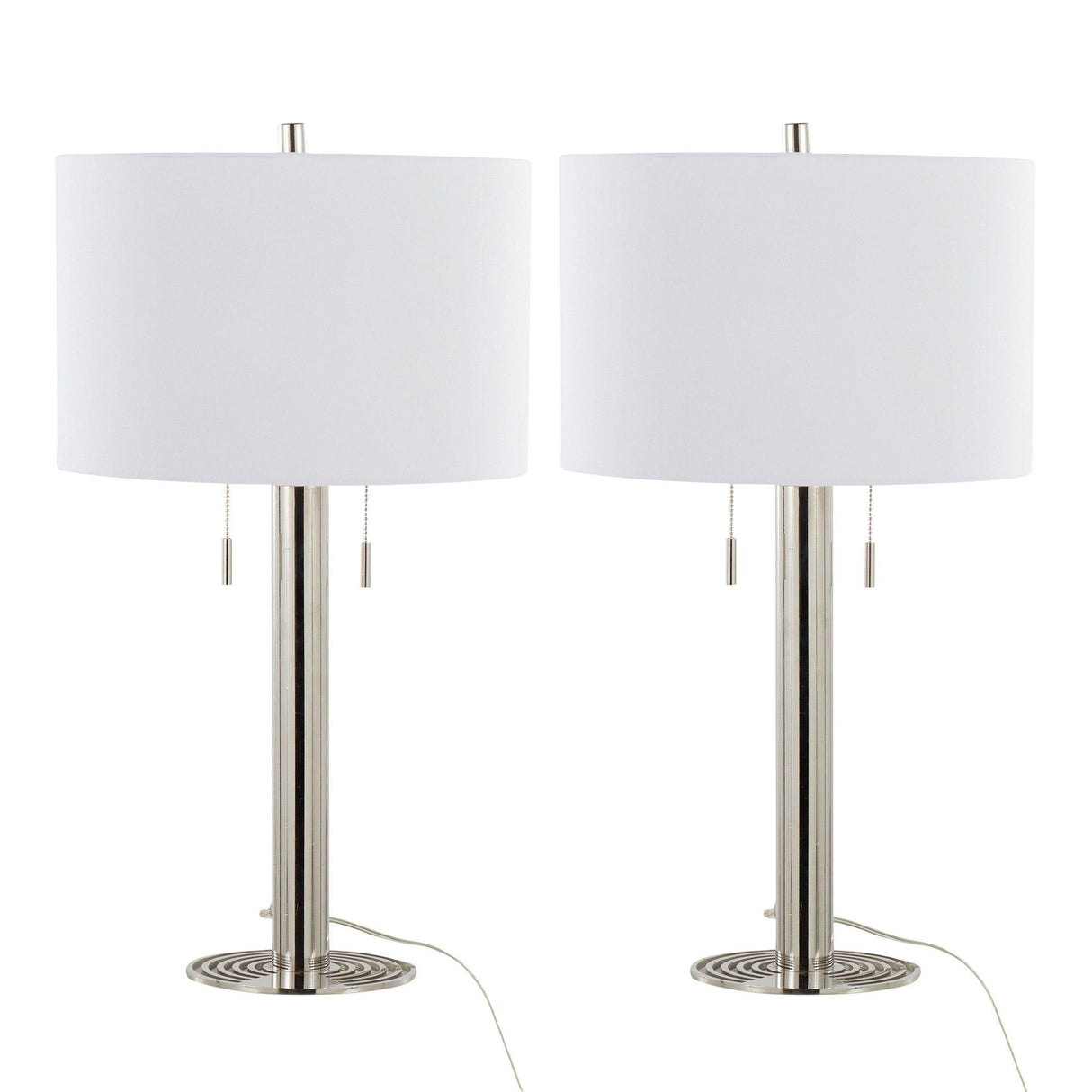 Master - 29" Metal Table Lamp (Set of 2) - Polished Nickel And White Linen Shade from Grandview Gallery