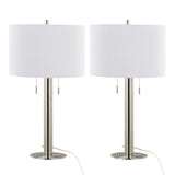 Master - 29" Metal Table Lamp (Set of 2) - Polished Nickel And White Linen Shade from Grandview Gallery