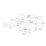 Contemporary Elegant White Chenille Sofa With Storage And Ottoman