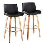 Santi - 30" Fixed-Height Barstool With Swivel And Round Chrome Metal Footrest (Set of 2) - Zebra Wood