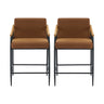 Mid Century Modern Counter Stool Set With Iron Frame
