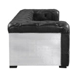 Brancaster - Sofa - Black Top Grain Leather & Aluminum