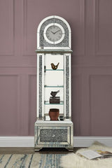 Noralie - 63" Glam Grandfather Clock With LED - Mirrored & Faux Diamonds