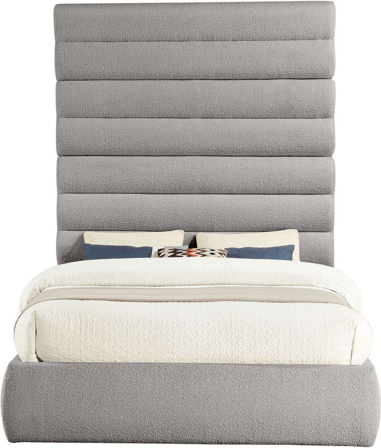 Adam - Boucle Fabric Bed With 89" Headboard