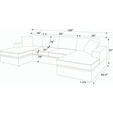 3 Piece Corduroy Double Chaise Sectional Sofa