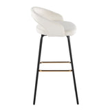 Grotto - Upholstered Fixed-Height Barstool - Black Metal