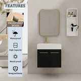 Modern Wall Mounted Bathroom Vanity With Thick Edge Resin Sink And Storage Rack