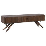Valna - Wood TV Stand With Sliding Doors - Walnut