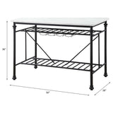 Mera - Kitchen Island - White Marble Top & Gray