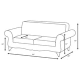 Brookridge - Rolled Arm Sofa With Ornate Details And Mixed Upholstery - Brown
