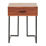 Roman - Contemporary End Table - Walnut Wood And Black Metal