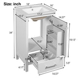 Bathroom Vanity With Ceramic Sink, Soft Close Drawers, Door Organizer, Divider Drawer, Adjustable Foot Pads