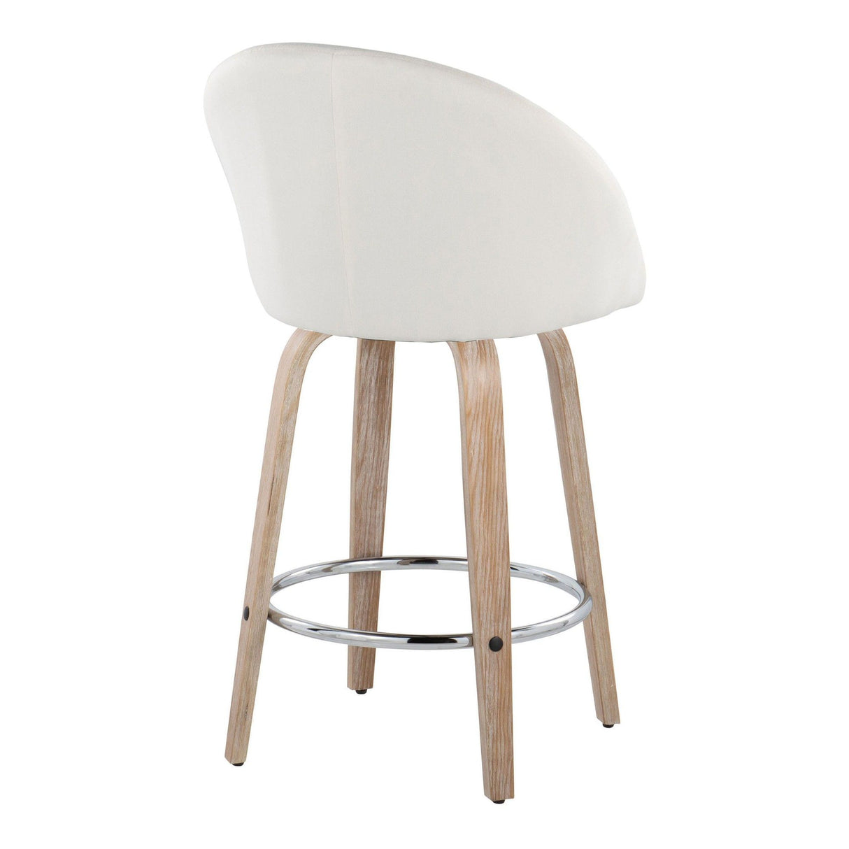 Matisse - 26" Highback Fixed-Height Counter Stool With Swivel And Round Chrome Metal Footrest (Set of 2) - Light Gray Wood