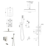 Modern Shower System With Waterfall Tub Spout, 12" Ceiling Mount Square Shower