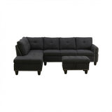L - Shaped 3 Piece Sectional Sofa With Chaise, Storage Ottoman & Cup Holders