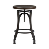 Winslow - Adjustable Height Metal Barstool With Wood Seat - Walnut