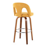 Ava - Upholstered Fixed-Height Barstool (Set of 2) - Walnut Wood Base