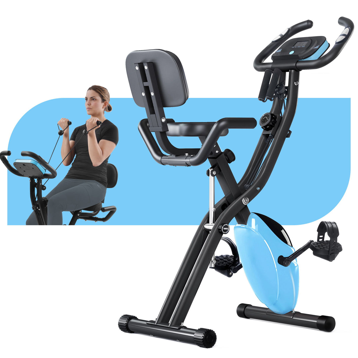 Exercise Bike Folding Stationary Bikes For Home With 16 Level Magnetic Resistance
