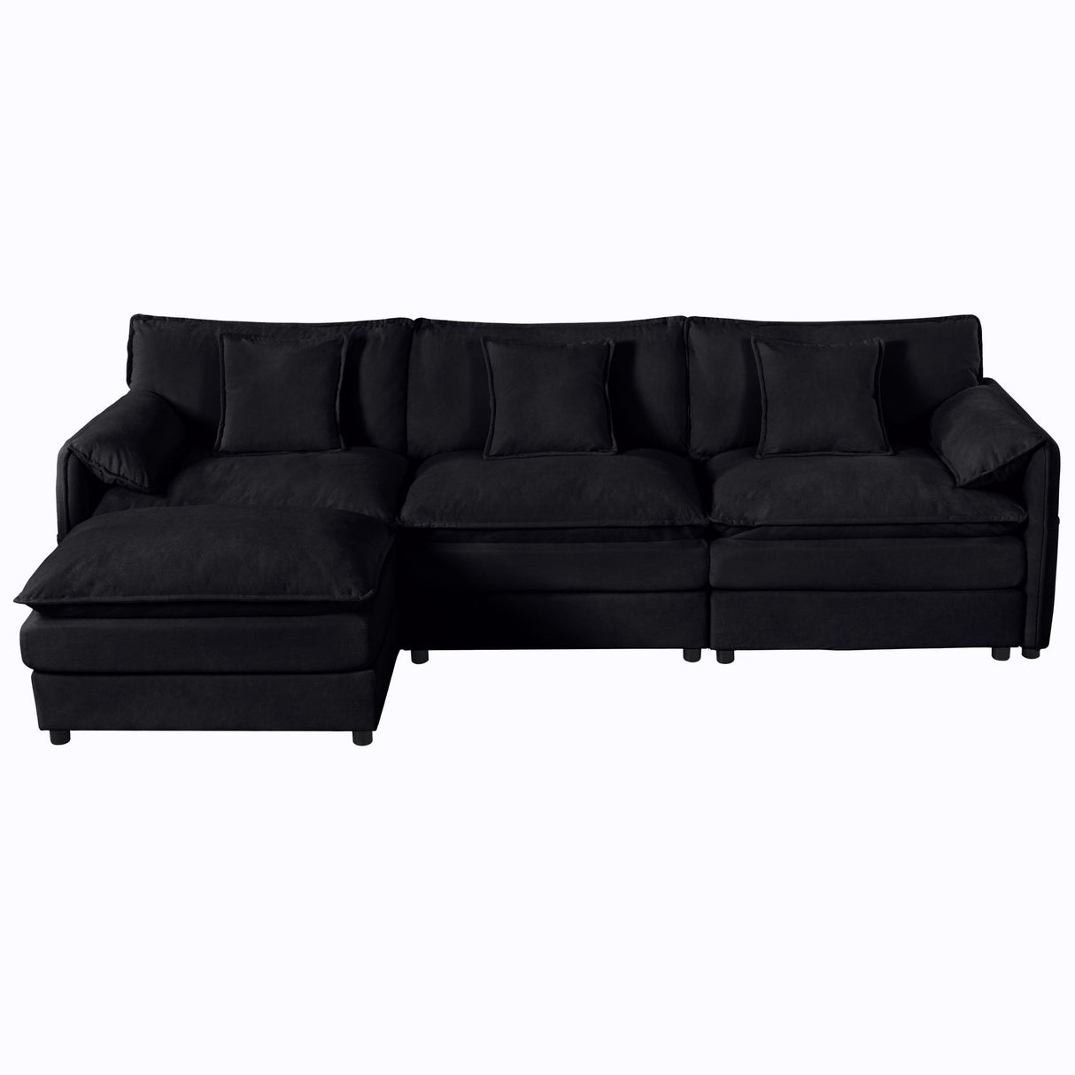 Modern Comfy Deep Seat Modular Sectional Sofa Cloud Couch With Ottoman