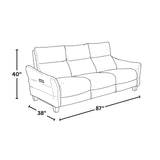 Slope - Upholstered Power Sofa - Espresso Wood, Pewter Fabric