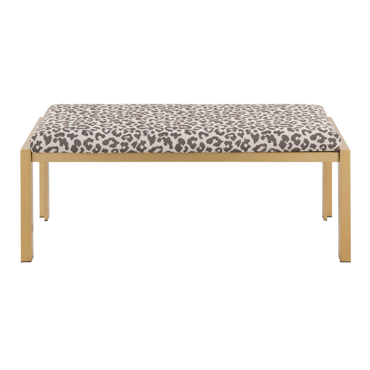 Fuji - Bench - Gold Metal And Beige Leopard Fabric