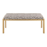 Fuji - Bench - Gold Metal And Beige Leopard Fabric