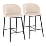 Luna - Fixed-Height Counter Stool (Set of 2) - Black Metal And Velvet