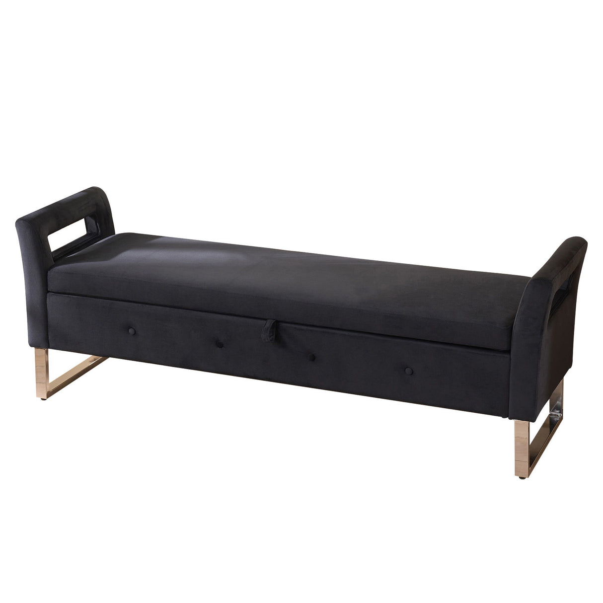 Wide Storage Soft Ottoman Bench With Armrests