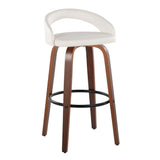 Grotto - Upholstered Fixed-Height Barstool (Set of 2) - Walnut Wood