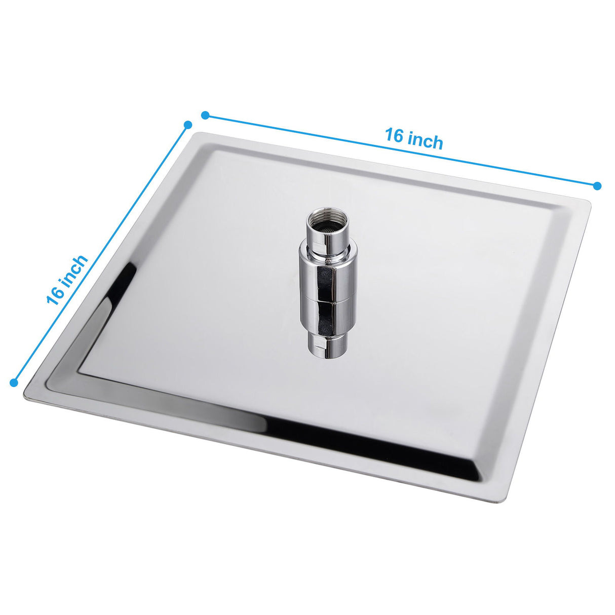 16" Square Rainfall Shower Head Fixed Wall Mount With Full Body Coverage & Self Cleaning Silicone Nozzles