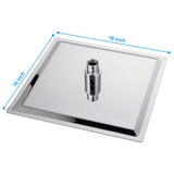 16" Square Rainfall Shower Head Fixed Wall Mount With Full Body Coverage & Self Cleaning Silicone Nozzles