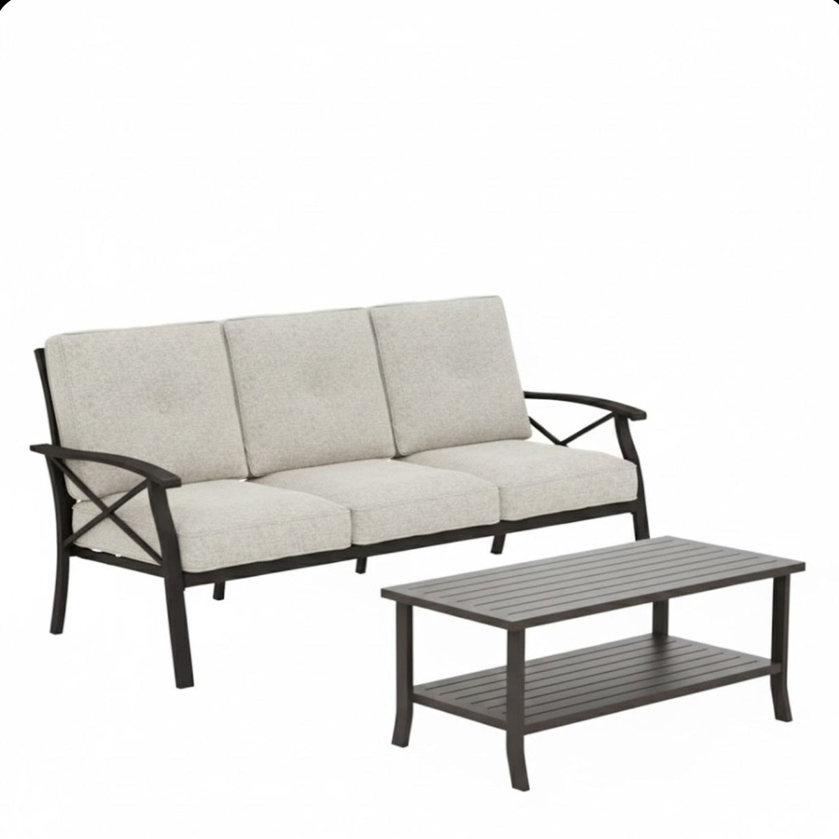 Patio Furniture Set With Coffee Table And Cushions For Backyard