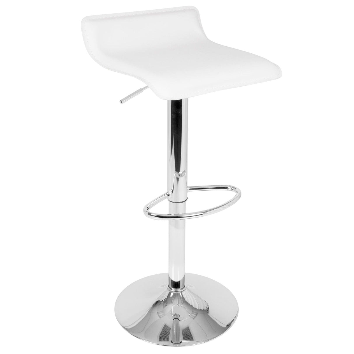 Display - Ale 3 Piece Bar Set with Storage - White Metal, Natural Wood, White PVC, Chrome Metal