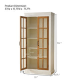 Rustic Style Display Cabinet With Glass Doors For Collectibles