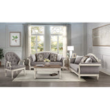 Florian - Sofa With 4 Pillows - Gray Fabric & Antique White