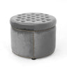 Elegant Round Ottoman Footstool With Studded Rim