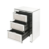 Noralie - Accent Table, 3 Storage Drawers - Mirrored & Faux Diamonds