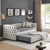 Inspired Upholstered Daybed With Trundle, Button Tufted