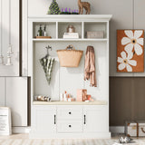 Hall Tree With 3 Hooks, Coat Hanger, Entryway Bench, Storage Bench, 3 In 1 Design