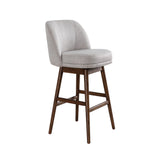 Sadie - Solid Wood Upholstered 30" Bar Height Swivel Barstool